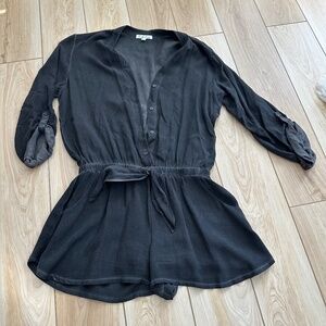 Long Sleeved Grey  Shorts Romper One Piece - L